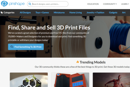 Pinshape - think3D top 10 design repositaries