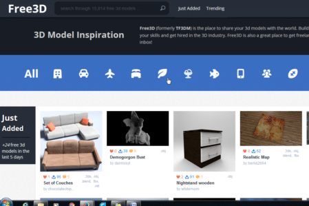 free3d - think3D top 10 design repositaries