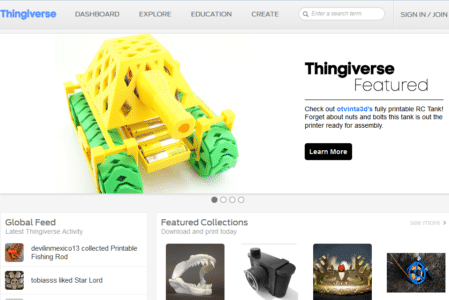 thingiverse - think3D top 10 design repositaries